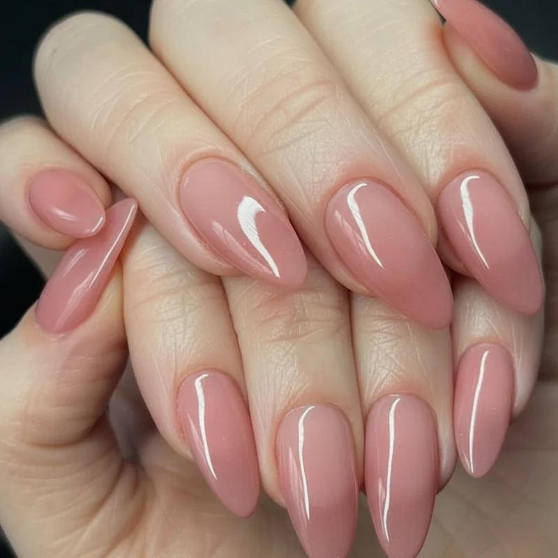 DIY syrup nails using regular polish one to two ratio technique showing thin layered coats building gradient from base to tip on short rounded nails