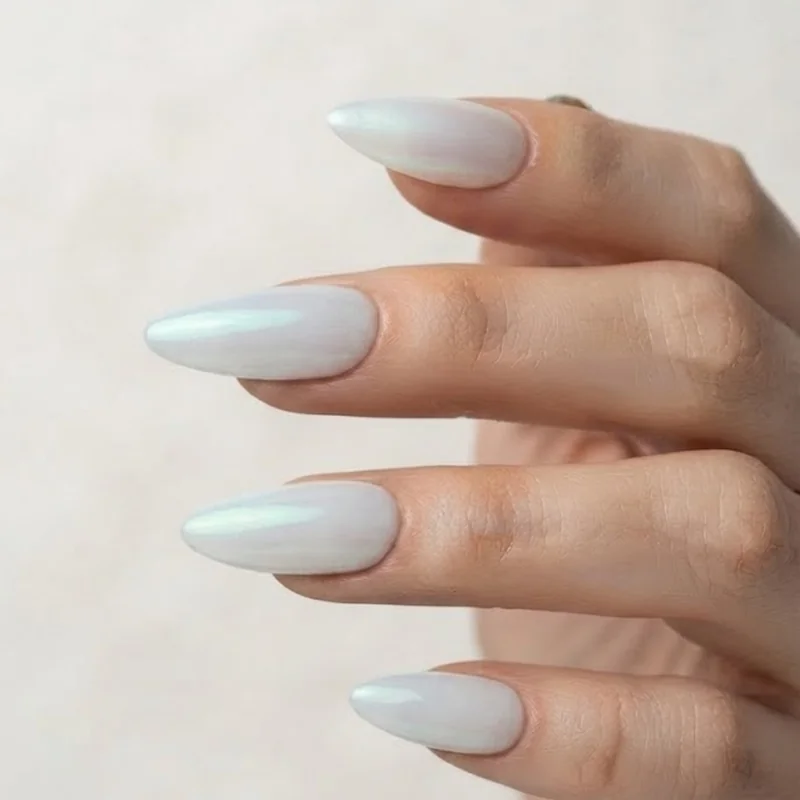DIY opalite nails at home using two layer drugstore polish technique without UV lamp equipment
