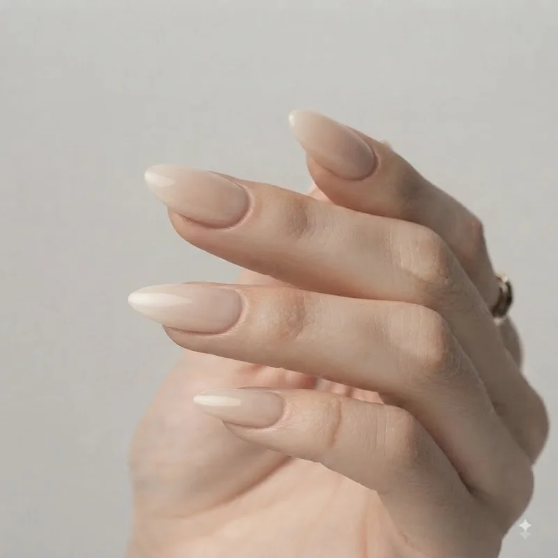 Bridal inspired French tip manicure with glossy finish matching taylor swift's media tour appearance