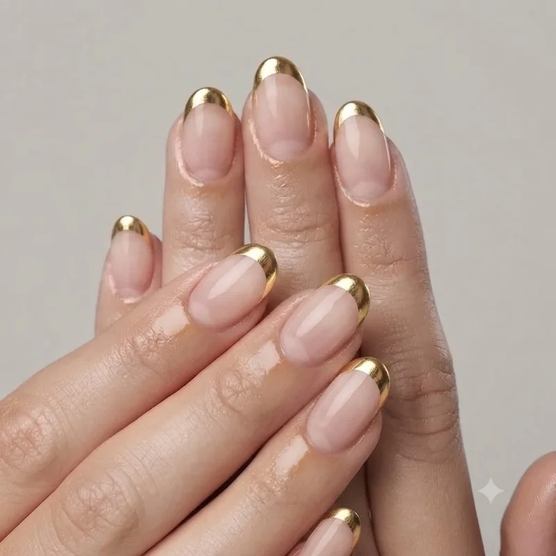 Close up of tortoiseshell french tip thanksgiving nails pattern in amber black and brown