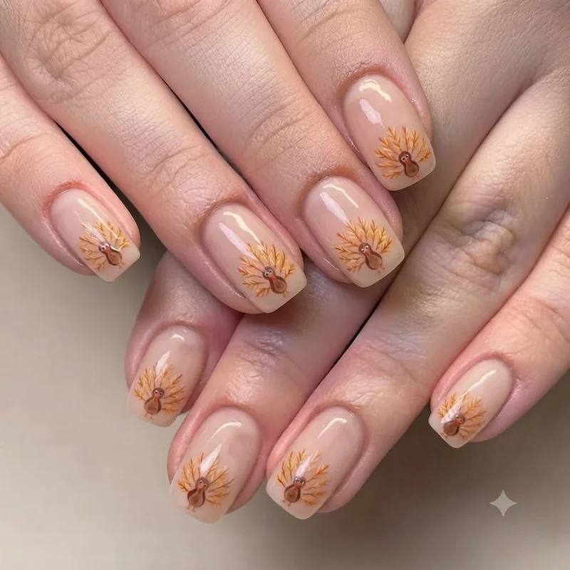 Hands mid activity setting the table showing a durable thanksgiving manicure holding up well