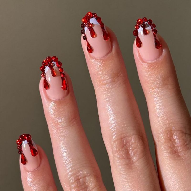 Step by step vampire nail tutorial with gel polish
