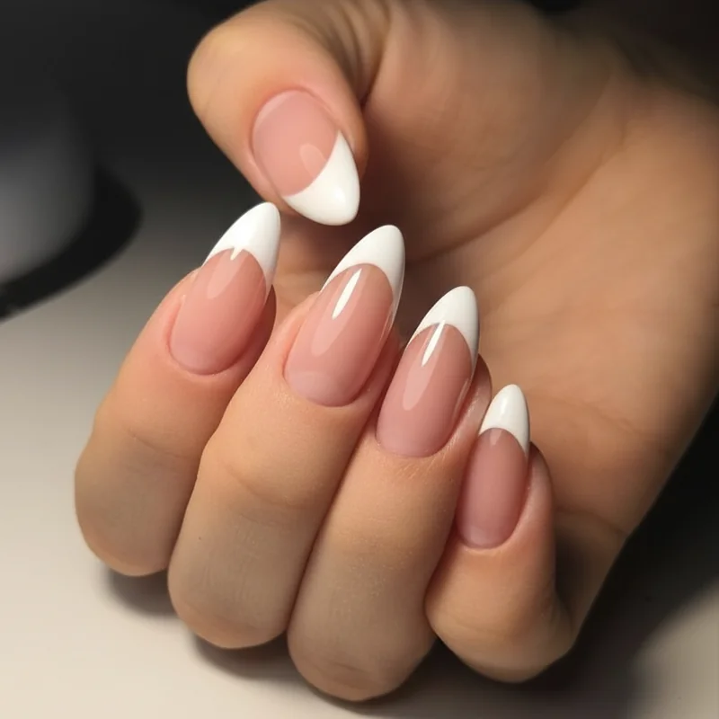 Dated thick white French tip from early 2000s compared to the modern evolved micro French tip wedding nail ideas for 2026