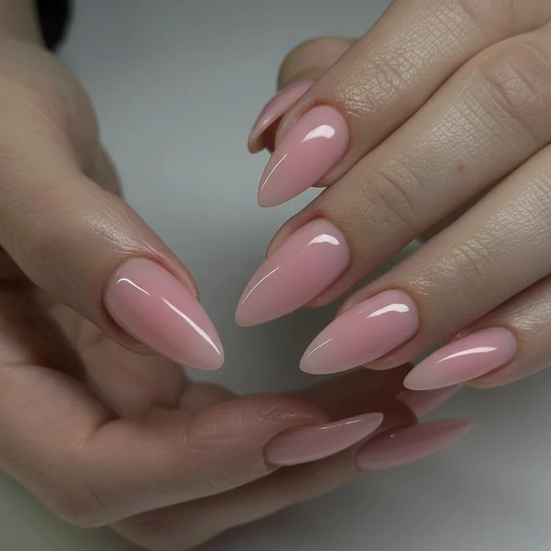 Bridal nail shape comparison chart showing almond oval squoval soft square round and coffin shapes side by side for wedding planning