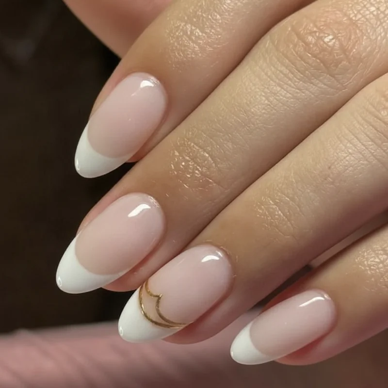 Squoval and soft square nail shapes for wedding showing rounded corner distinction from sharp square on natural bridal nail length