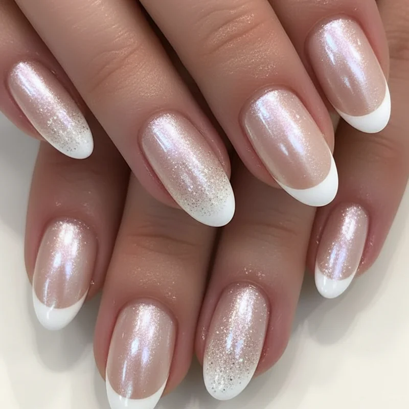 Bridal nail trend longevity guide 2026 to 2027 showing pearl chrome micro-French and no-mani mani timeless comparison
