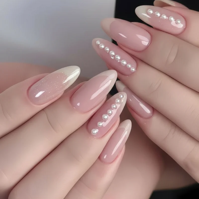 Wedding aesthetic nail pairing guide 2026 showing minimalist romantic and outdoor bridal manicure options side by side