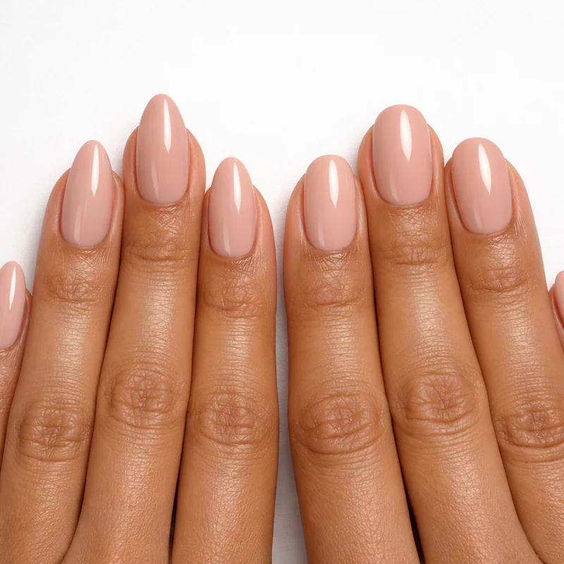 Almond vs oval nail shape comparison showing tapered inward sides and pointed tip of narrow almond versus rounded dome of oval shape