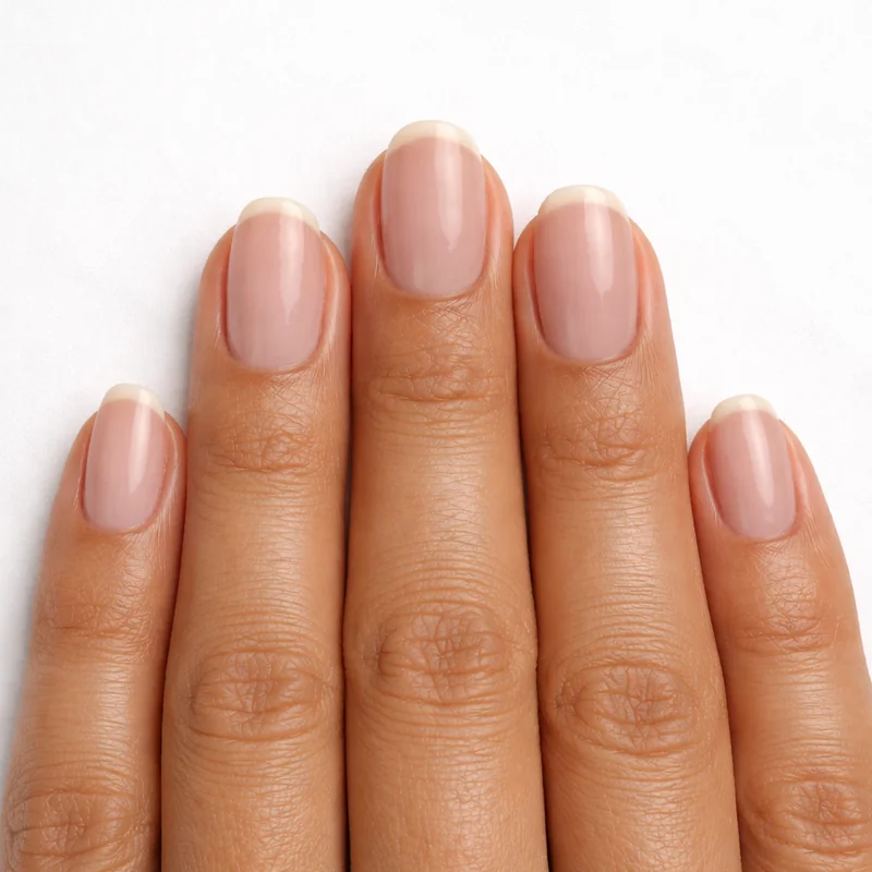 Nail bed width and natural nail length assessment showing short medium and long nail starting points for almond shape consultation with nail technician