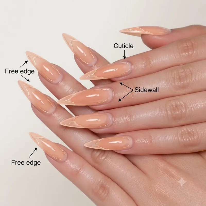 Infographic mapping gel lift location at the cuticle, sidewalls and free edge to the most likely winter cause of each lift