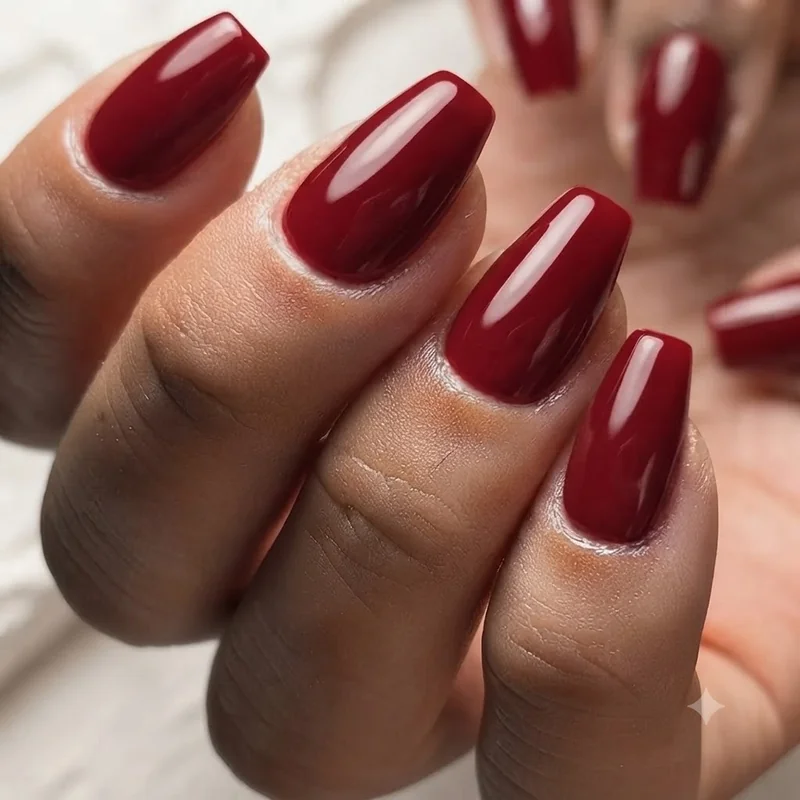 Coffin nail shape silhouette showing tapered sides and flat squared tip detail