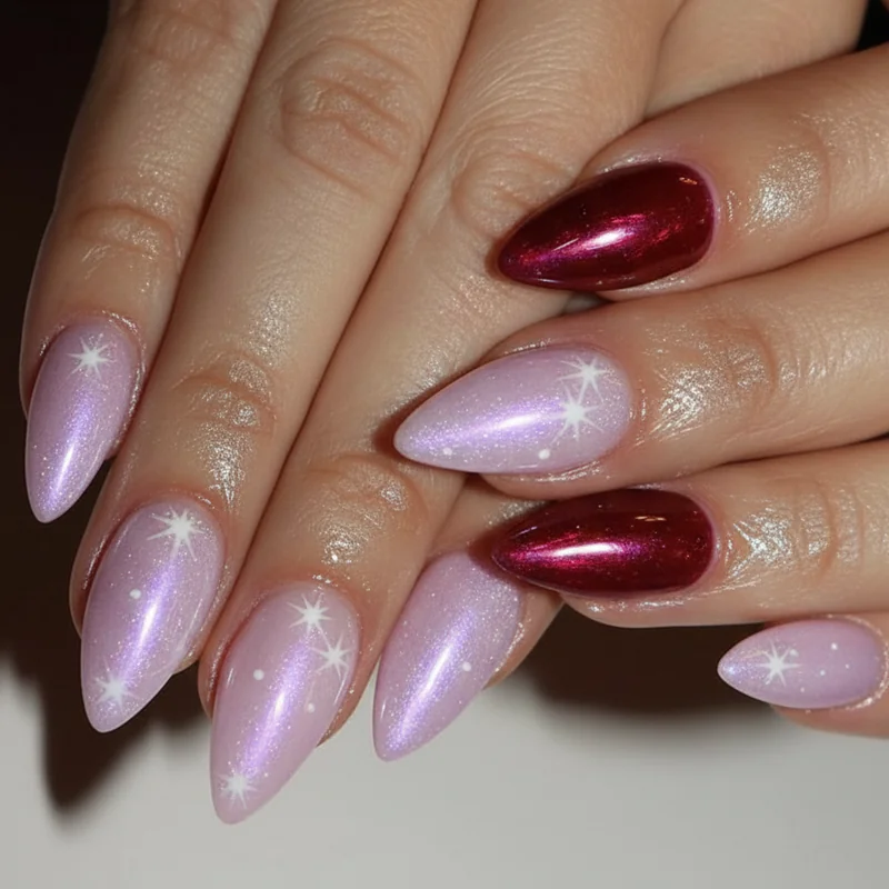 Aquarius nail aesthetic showing cool-toned chrome finish with minimal design that reads futuristic and intentional rather than trend-led