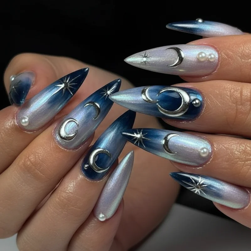 Moon sign nail colours showing emotional instinctive palette for fire earth air and water moon signs in birth chart astrology manicure guide