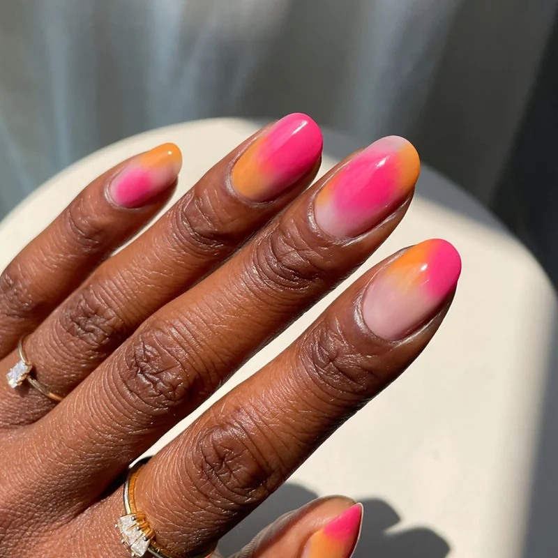 Aura nails using eyeshadow and makeup sponge technique 2026 trending beginner friendly gradient effect