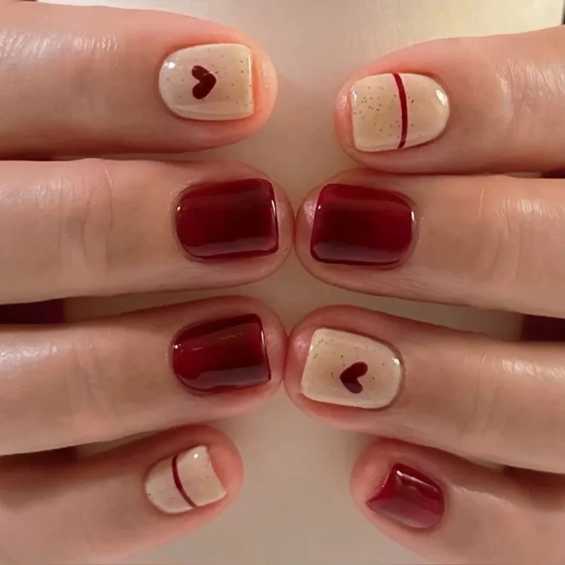 Heart nail design using bobby pin press method easy beginner tutorial simple romantic nail art technique