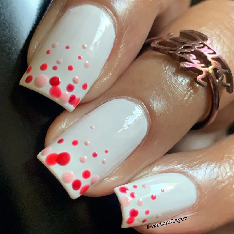 Random dot nail art using toothpick method easy beginner design scattered polka dot pattern tutorial