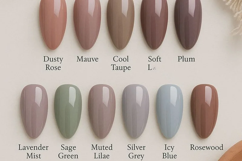 Warm undertone nail polish swatches on diverse hands showing coral peach terracotta and gold shades for yellow undertone