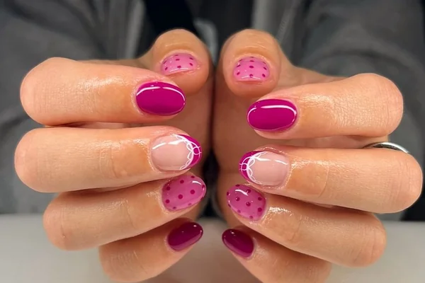 Summer 2025 short bright neon nails in hot pink perfect length for beach activities vacation durable manicure