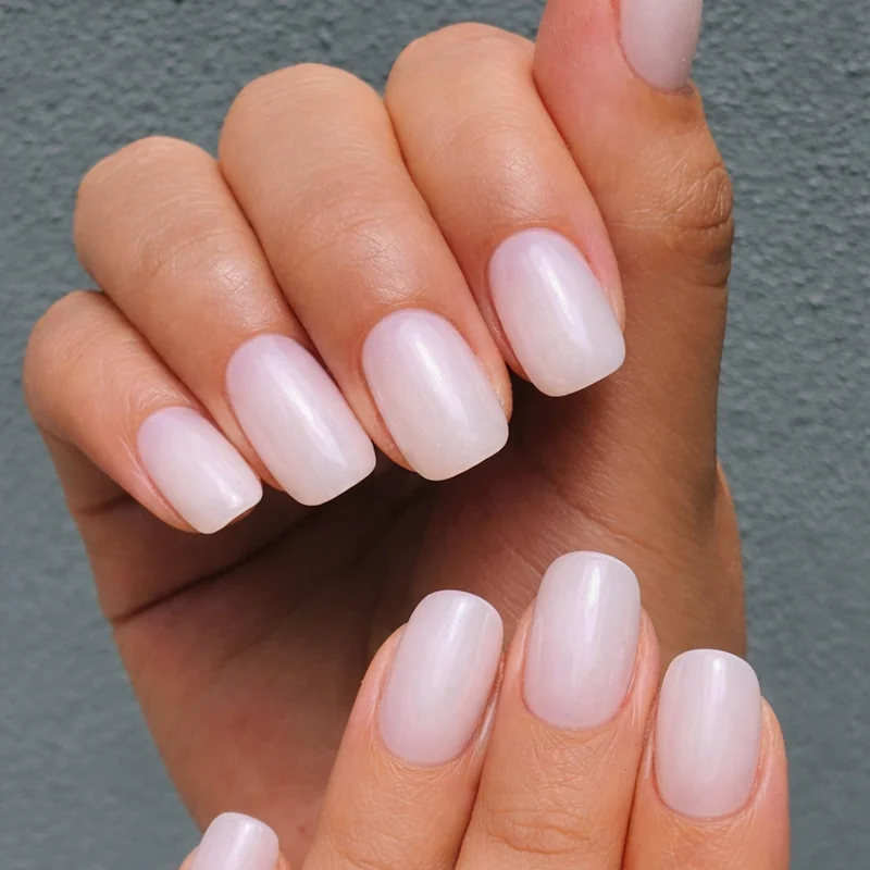 Corporate girl nail wardrobe seasonal rotation 2026 showing spring milky pink autumn mocha and winter navy mauve palette progression