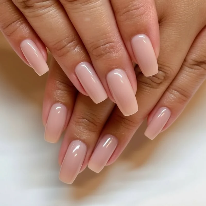 Hand sanitiser effect on gel nails office professional woman applying alcohol sanitiser with nail enhancement durability