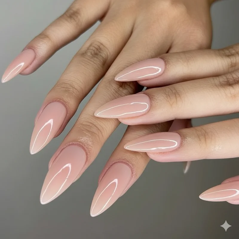 High stakes moment nail guide showing court appearance client meeting and performance review appropriate choices from nude to soft pink conservative spectrum