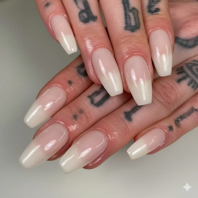 Video remote interview nail appearance showing sheer polish on webcam with professional clean manicure appropriate for online job interview format