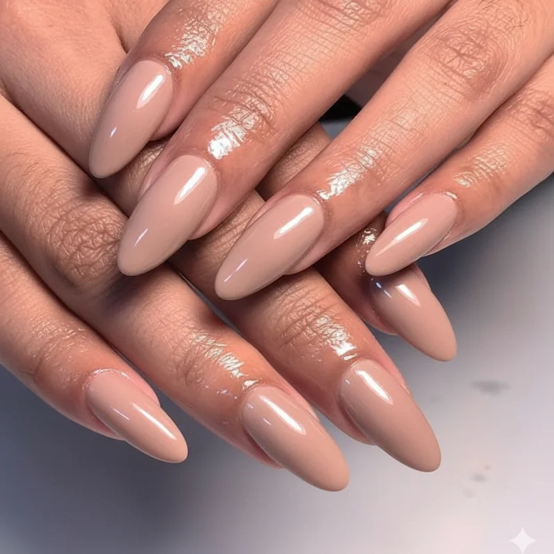 Short and medium length nails side by side at office desk showing visual difference between 2mm and 4mm free edge in workplace context