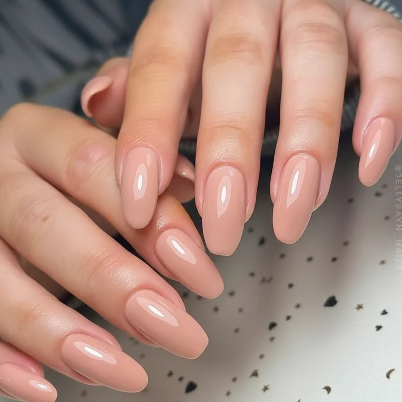 Short nails for work 2026 showing squoval oval and almond shapes in milky nude and glazed finishes for professional office women