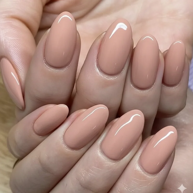 Classy short nails for work showing the intentional polished professional manicure look in squoval milky finish that defines 2026 office style