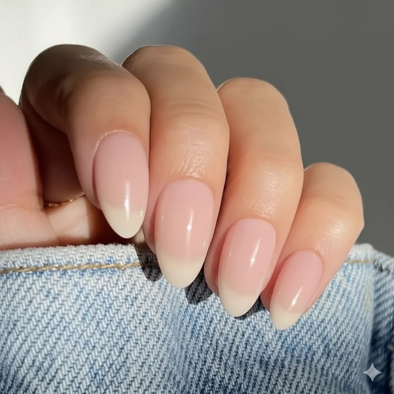 Professional woman on video call with maintained neutral work nails showing remote and hybrid worker nail standards 2026