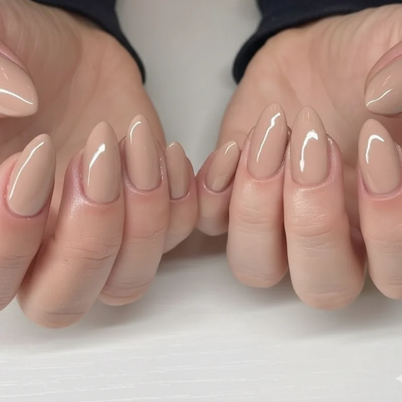 Split visual showing conservative office nail colours in nude and blush versus creative workplace nail shades in burgundy and navy as professional context framework
