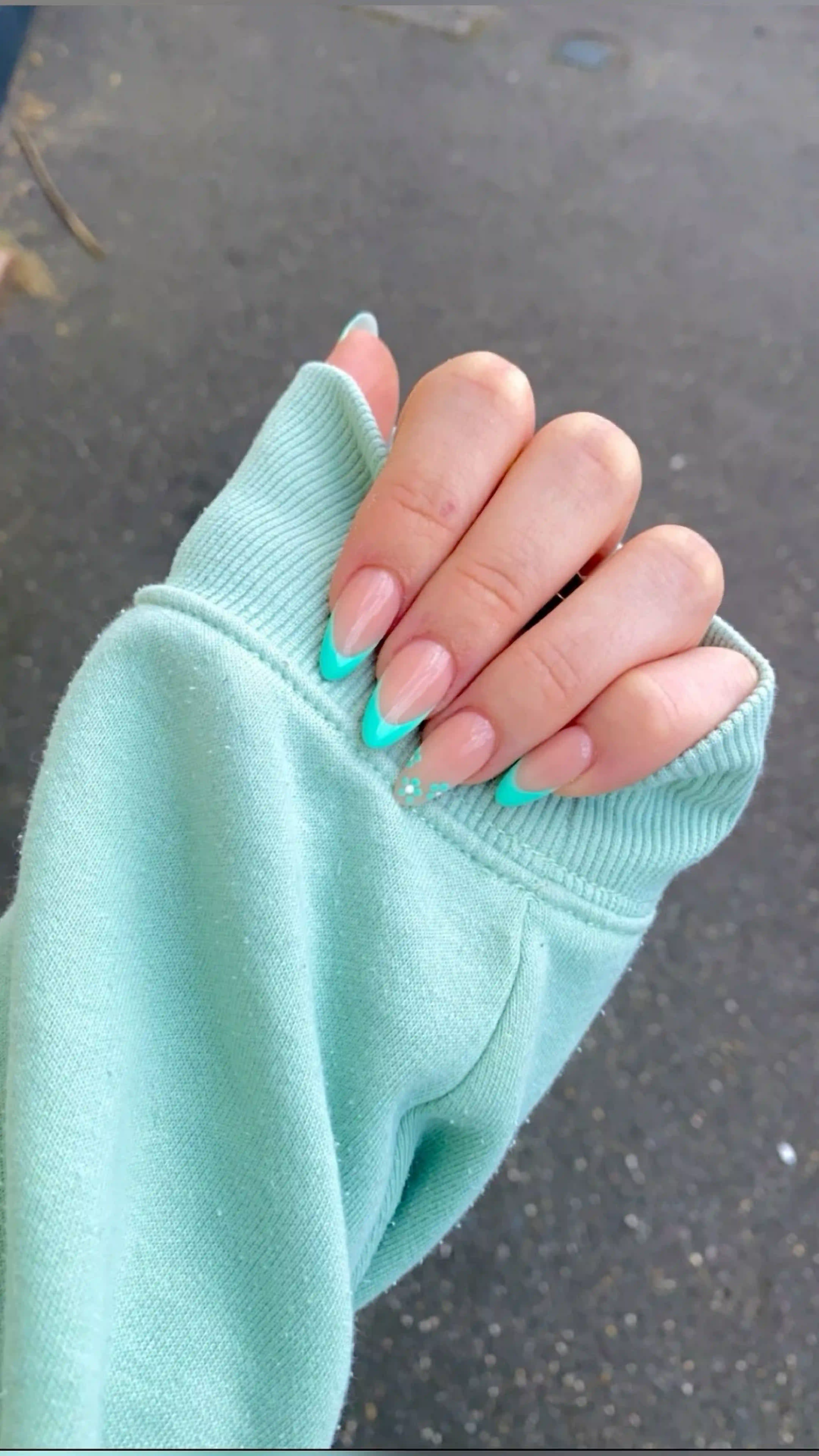 Aqua blue almond bright summer nails tropical vacation creating cheerful fun manicure for beach trips