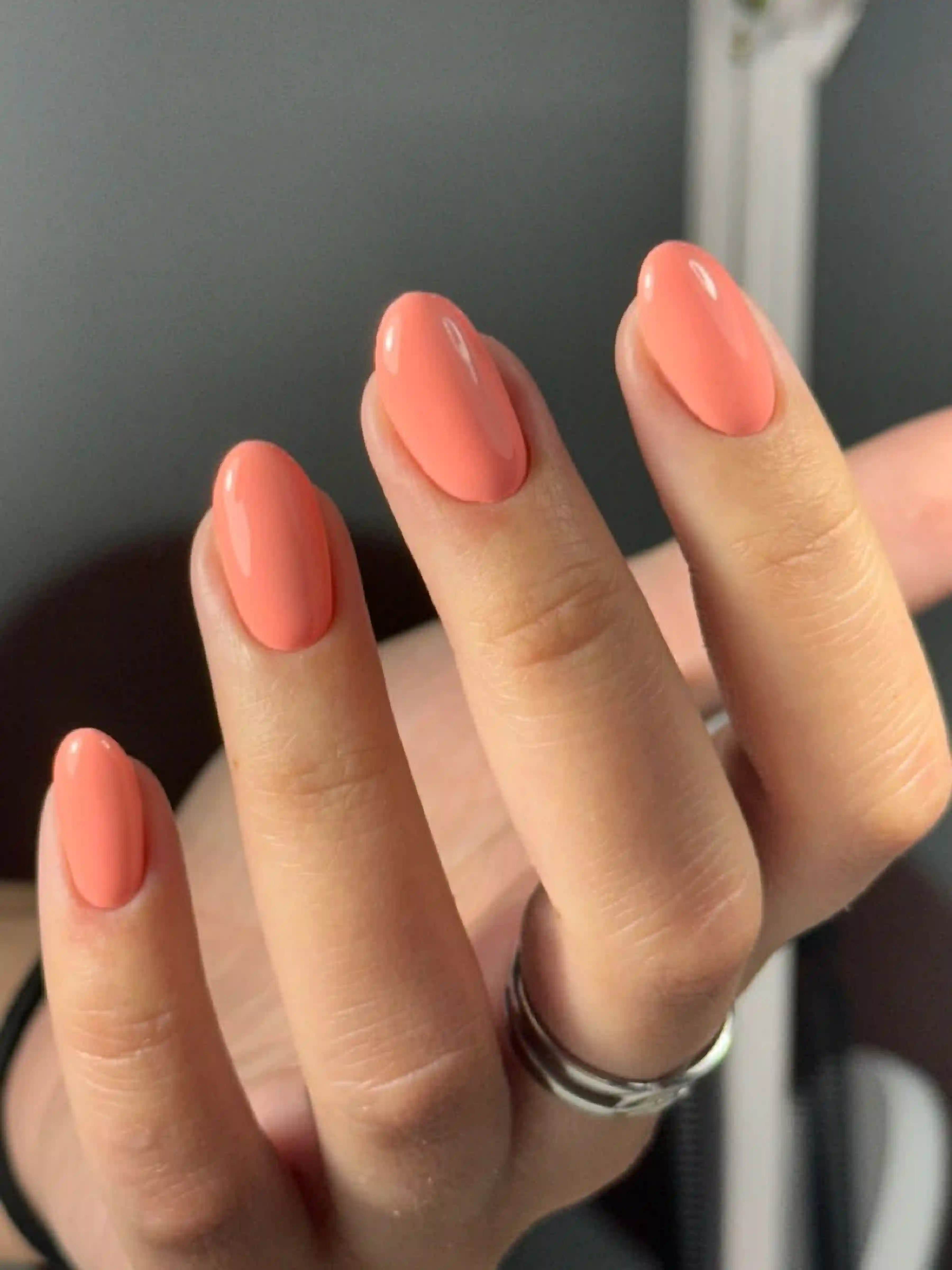 Peach almond nails soft warm coral summer creating sunny cheerful bright manicure for vacation style