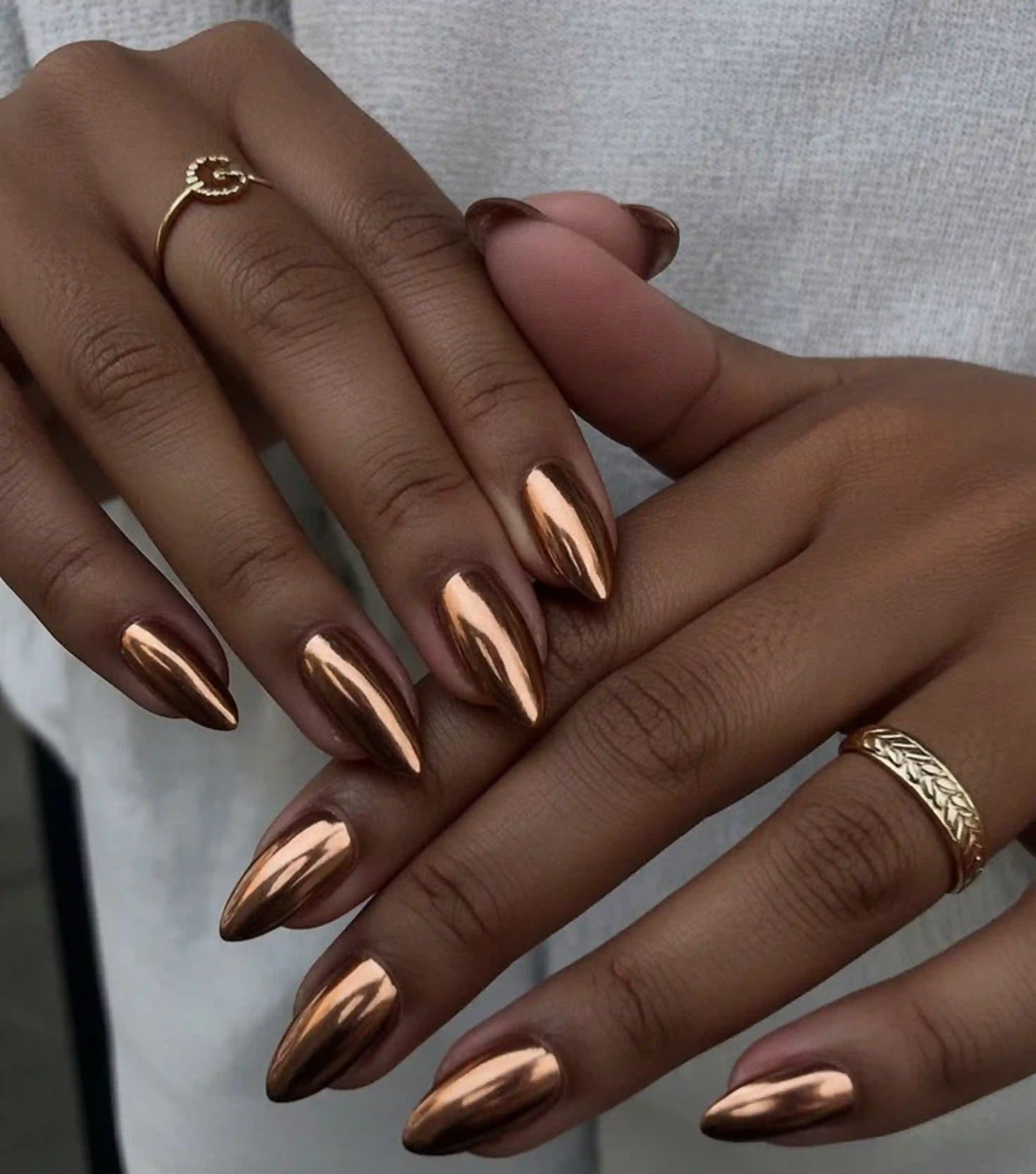 Chrome & Metallic Winter Nails