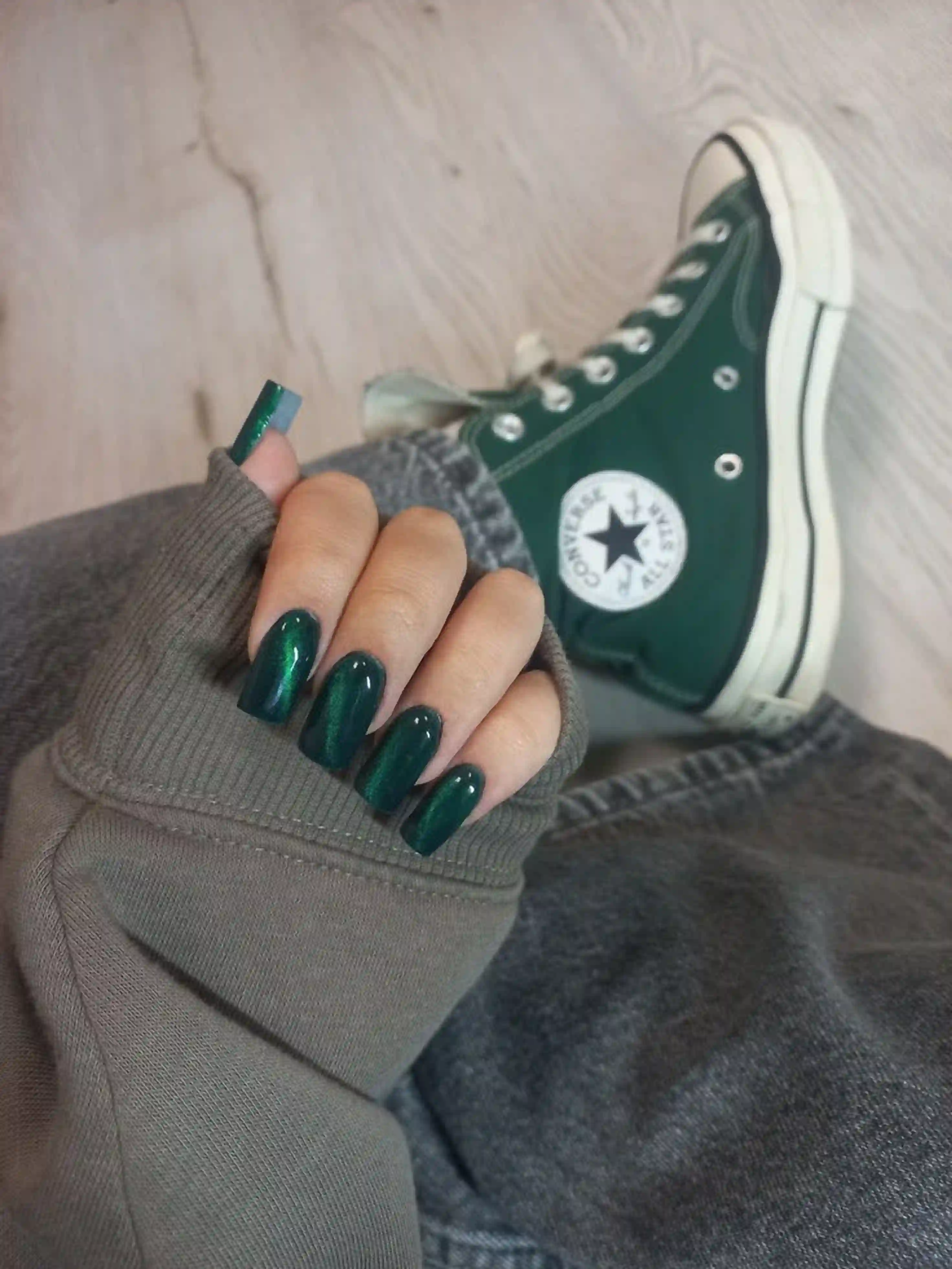 Gold glitter coffin sparkle nails creating glamorous party new year festive manicure for celebration