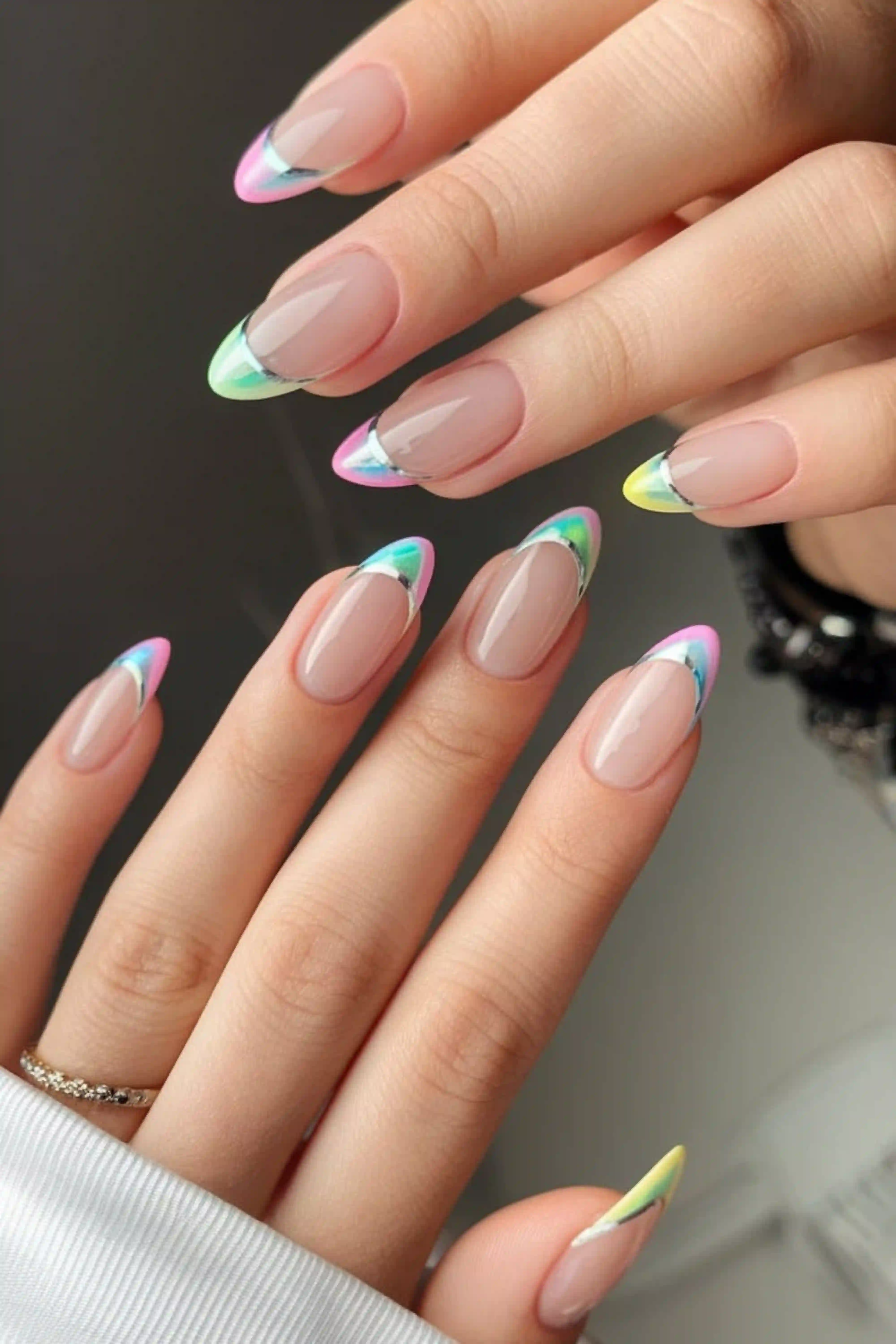 Asymmetrical french tips diagonal modern creating trendy artistic bold creative manicure for style