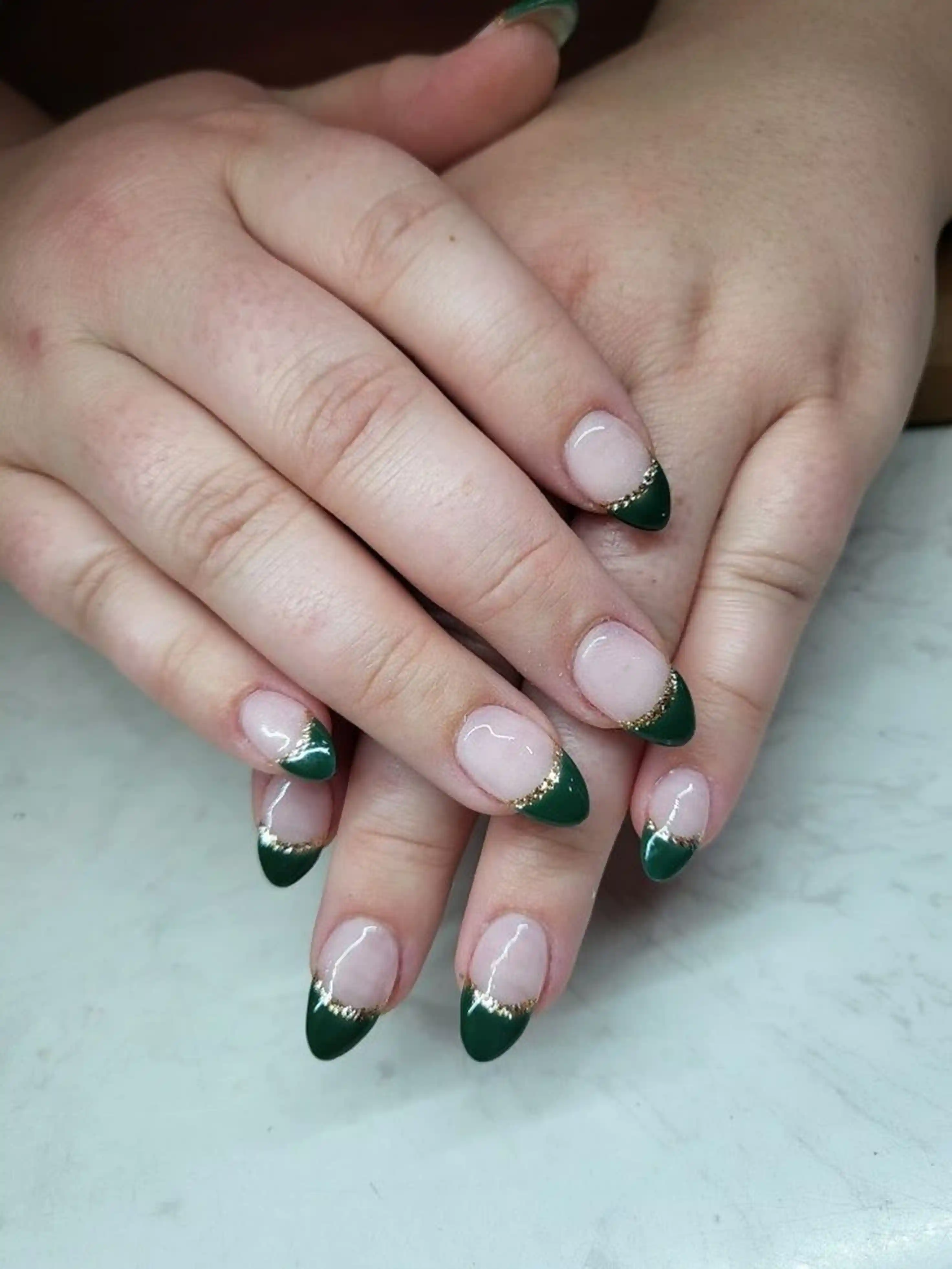 Emerald green french tips jewel tone luxe creating elegant sophisticated regal manicure for royalty