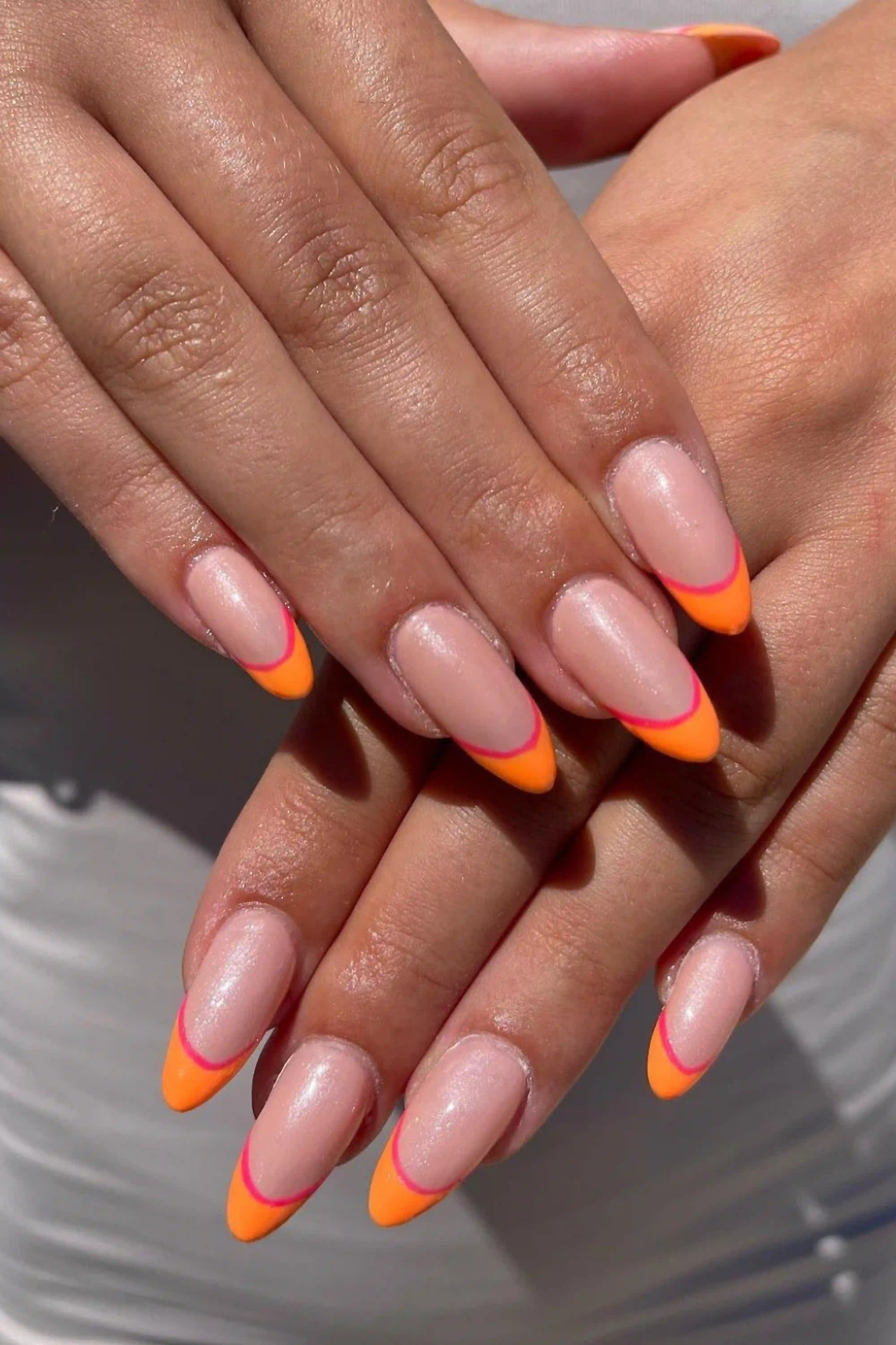 Orange french tips bright vibrant summer creating bold cheerful fun tropical manicure for vacation