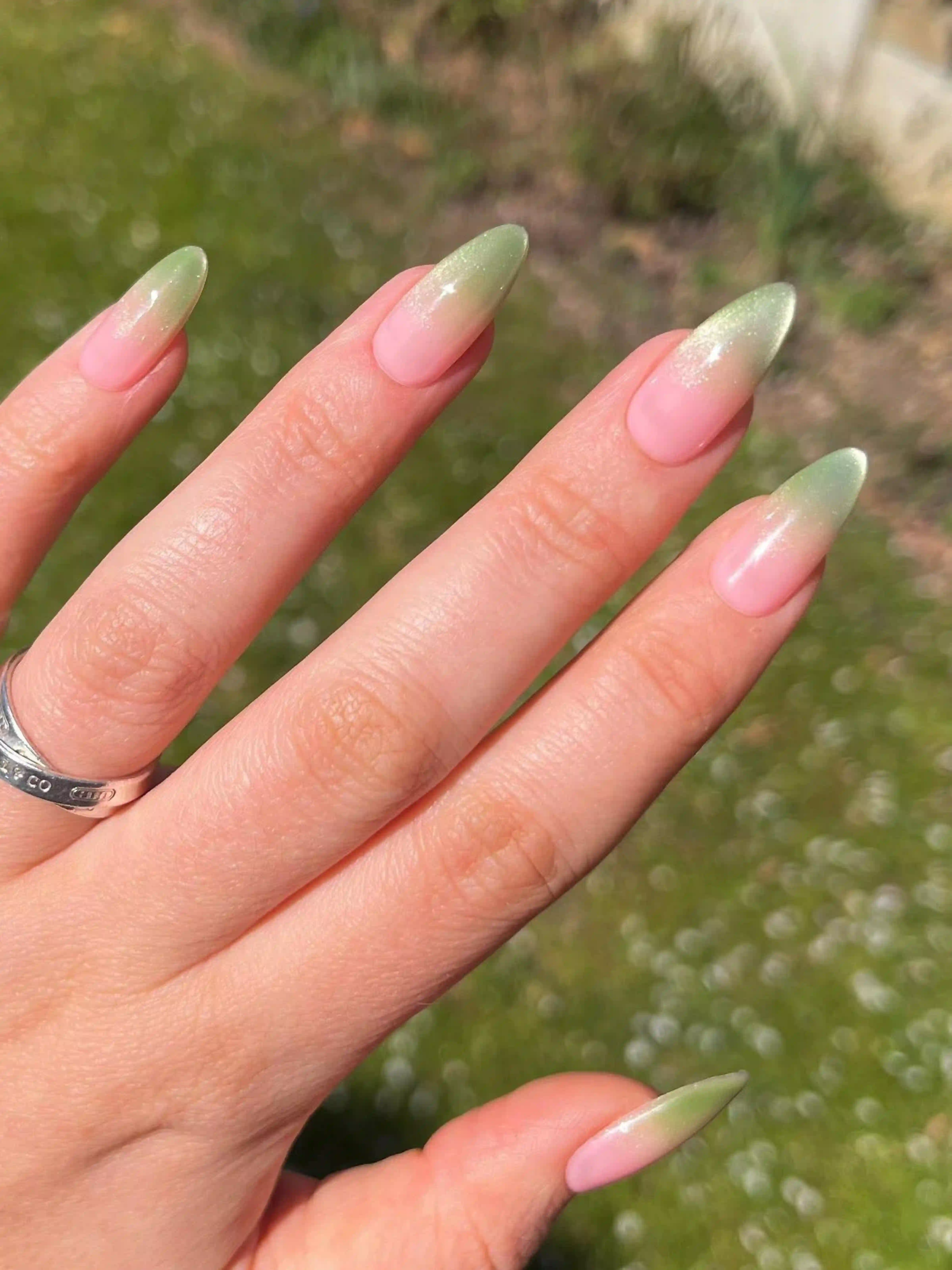 Sage green french tips earthy neutral creating calming natural bohemian modern manicure for boho