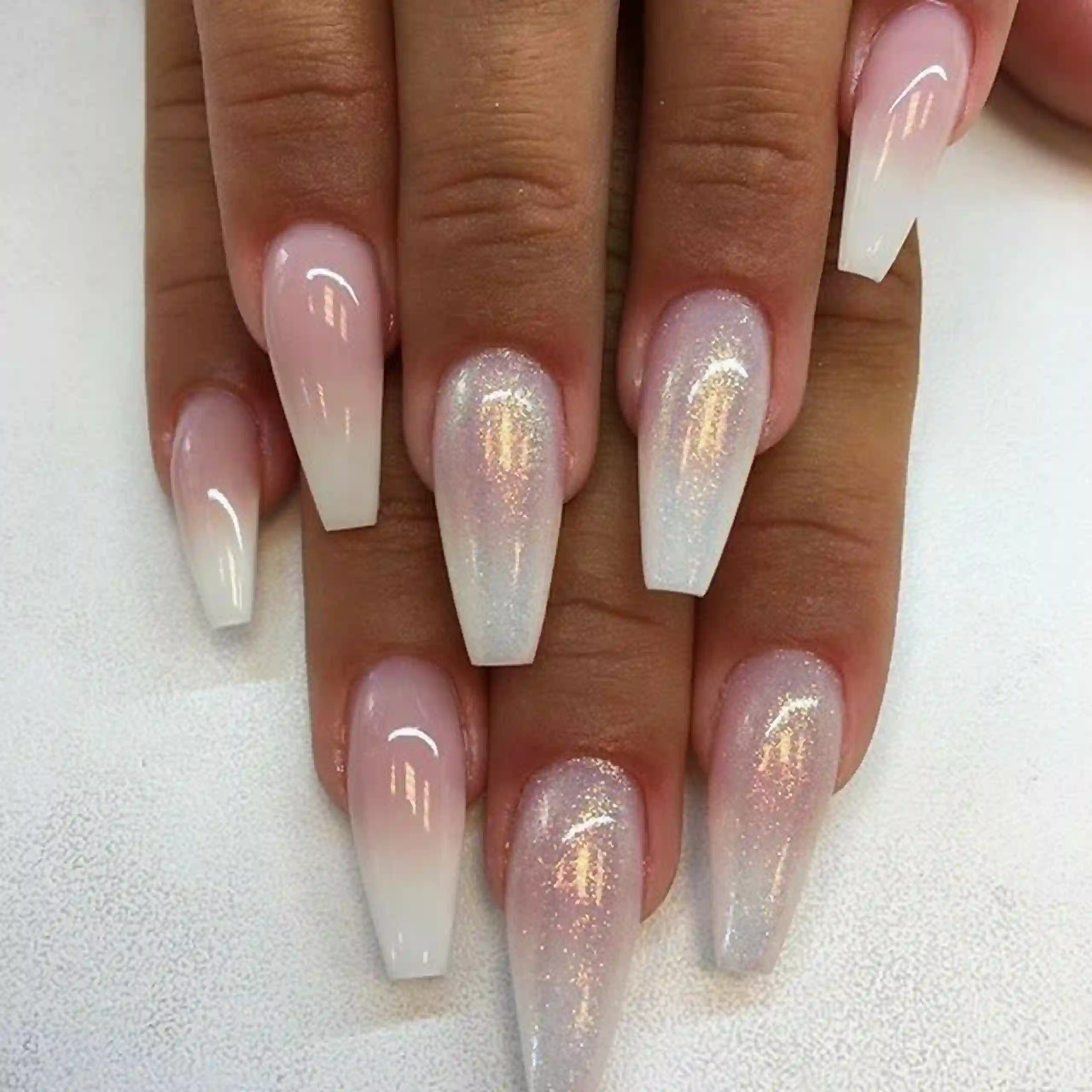 Chrome ombre metallic gradient silver pink modern nails creating trendy glamorous manicure party
