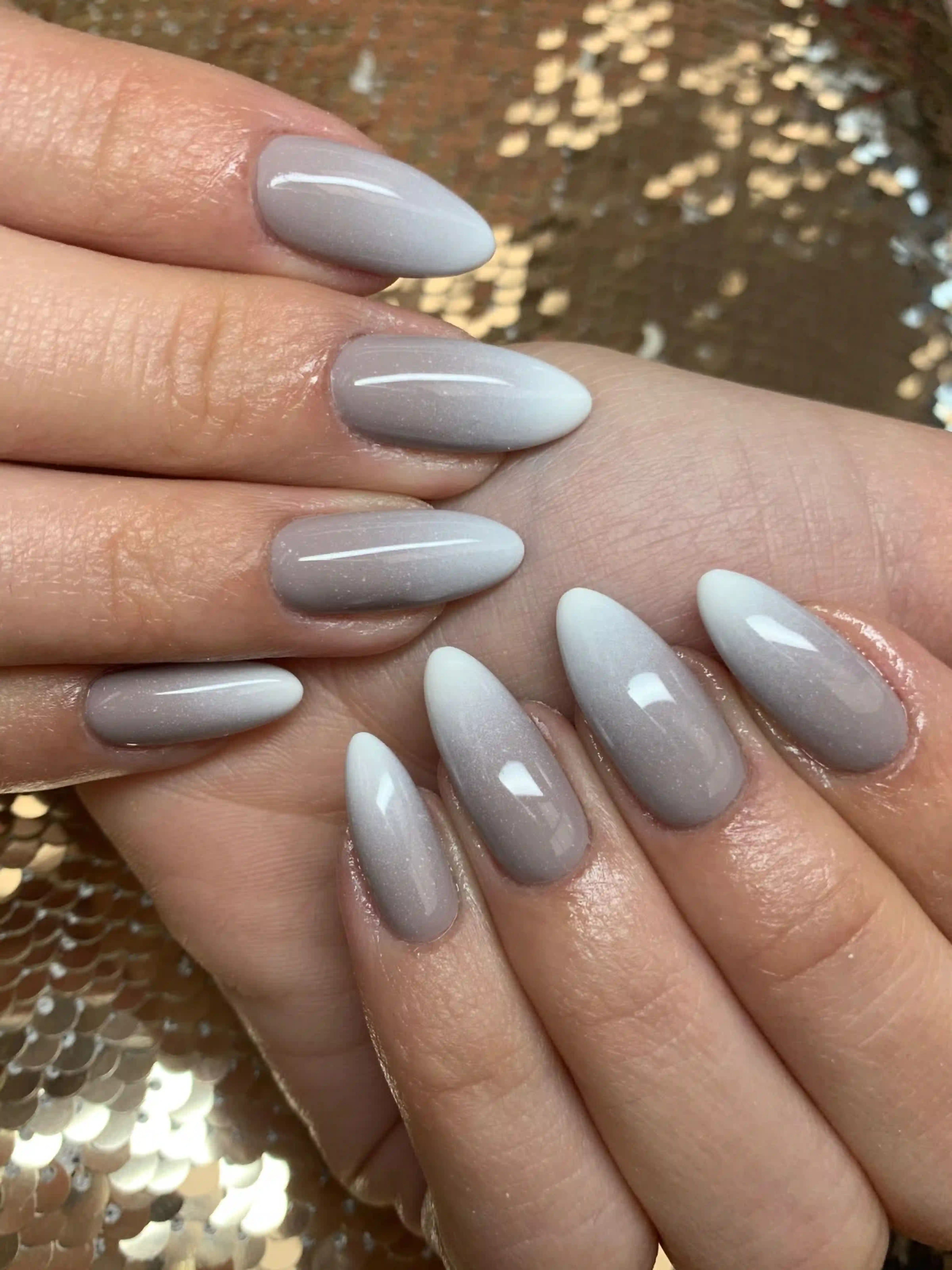 Grey white ombre neutral gradient sophisticated nails creating professional minimalist manicure work