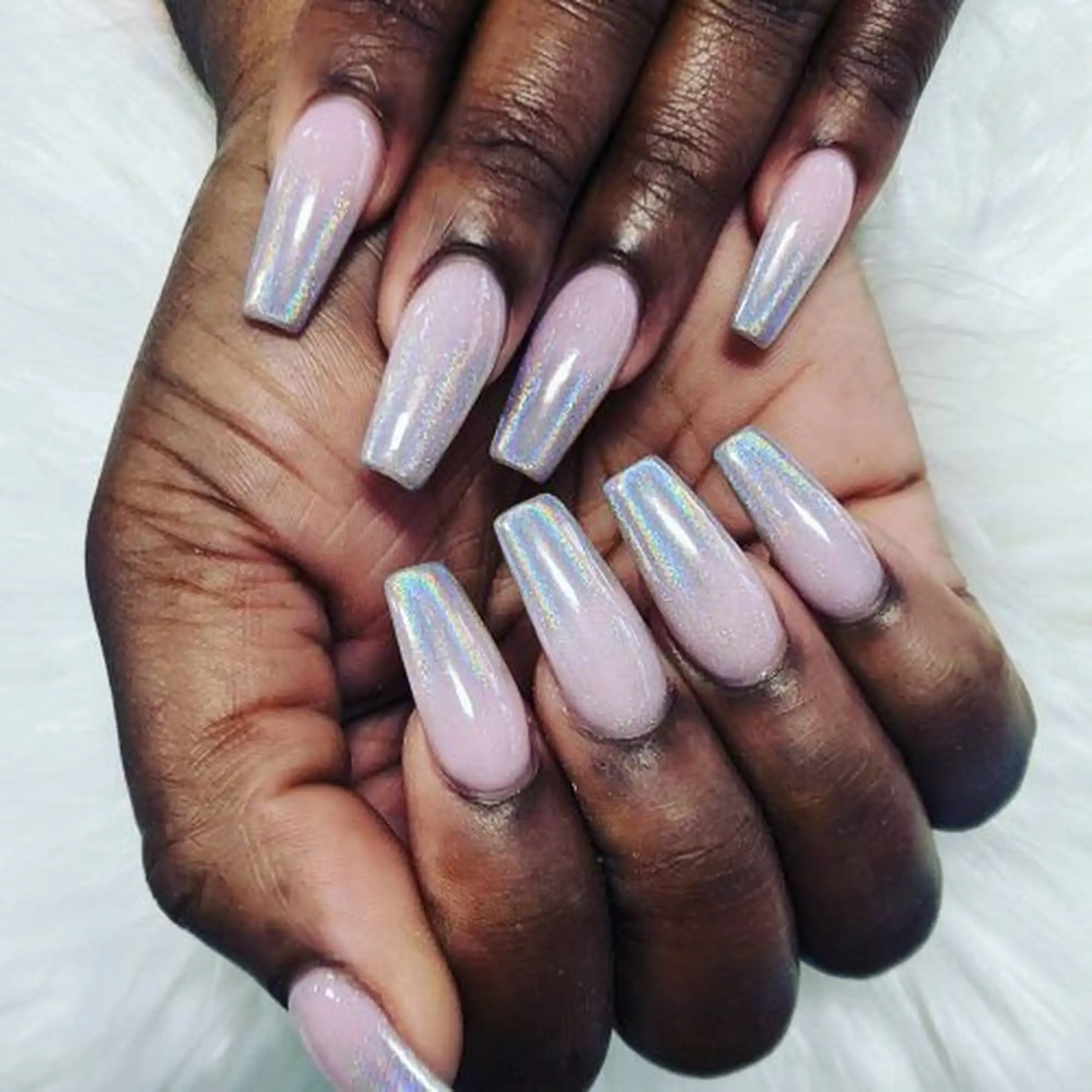 Rose gold ombre metallic shimmer gradient nails creating luxury elegant glamorous manicure party