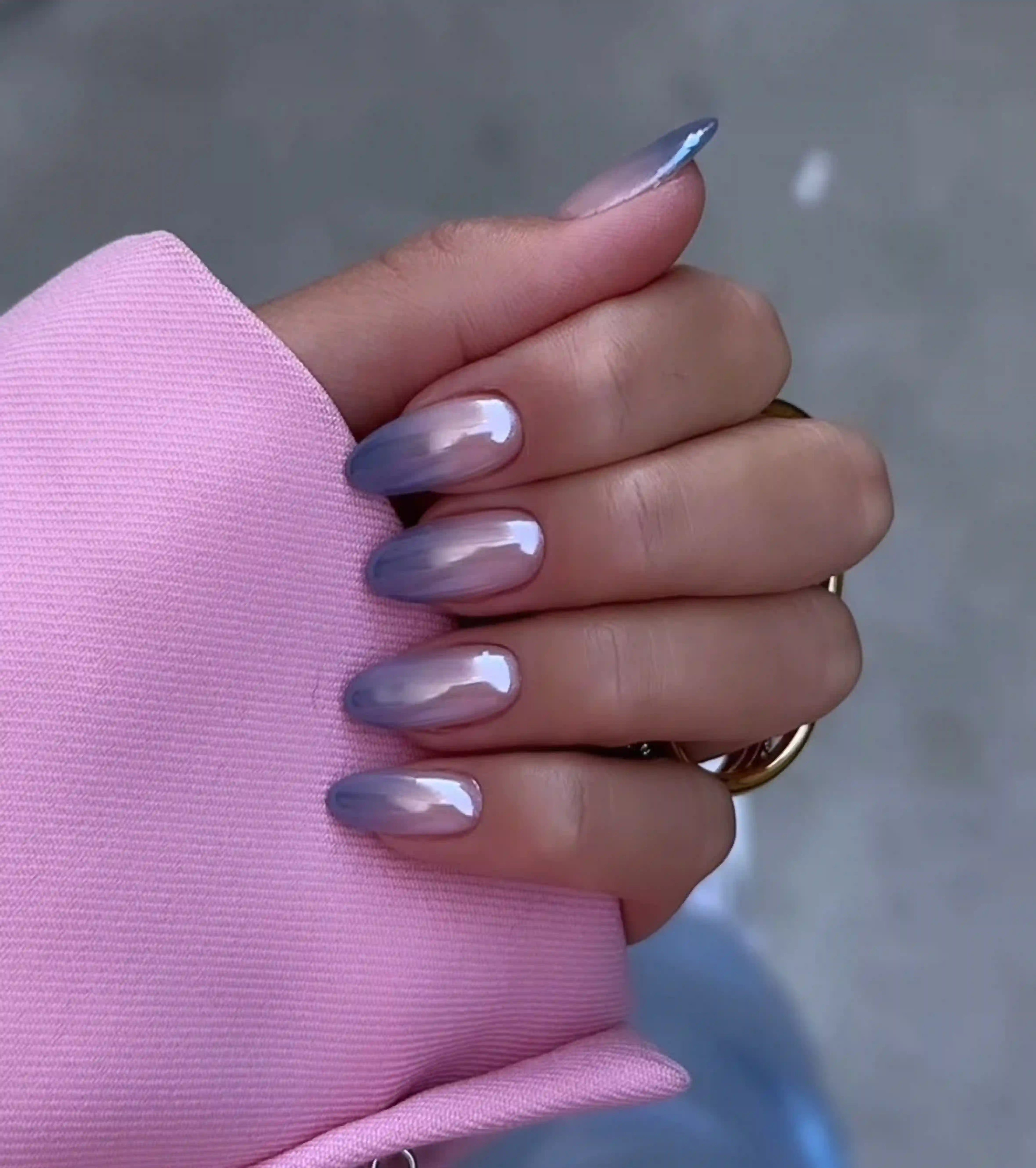 Silver chrome ombre metallic gradient futuristic modern nails creating trendy party manicure event