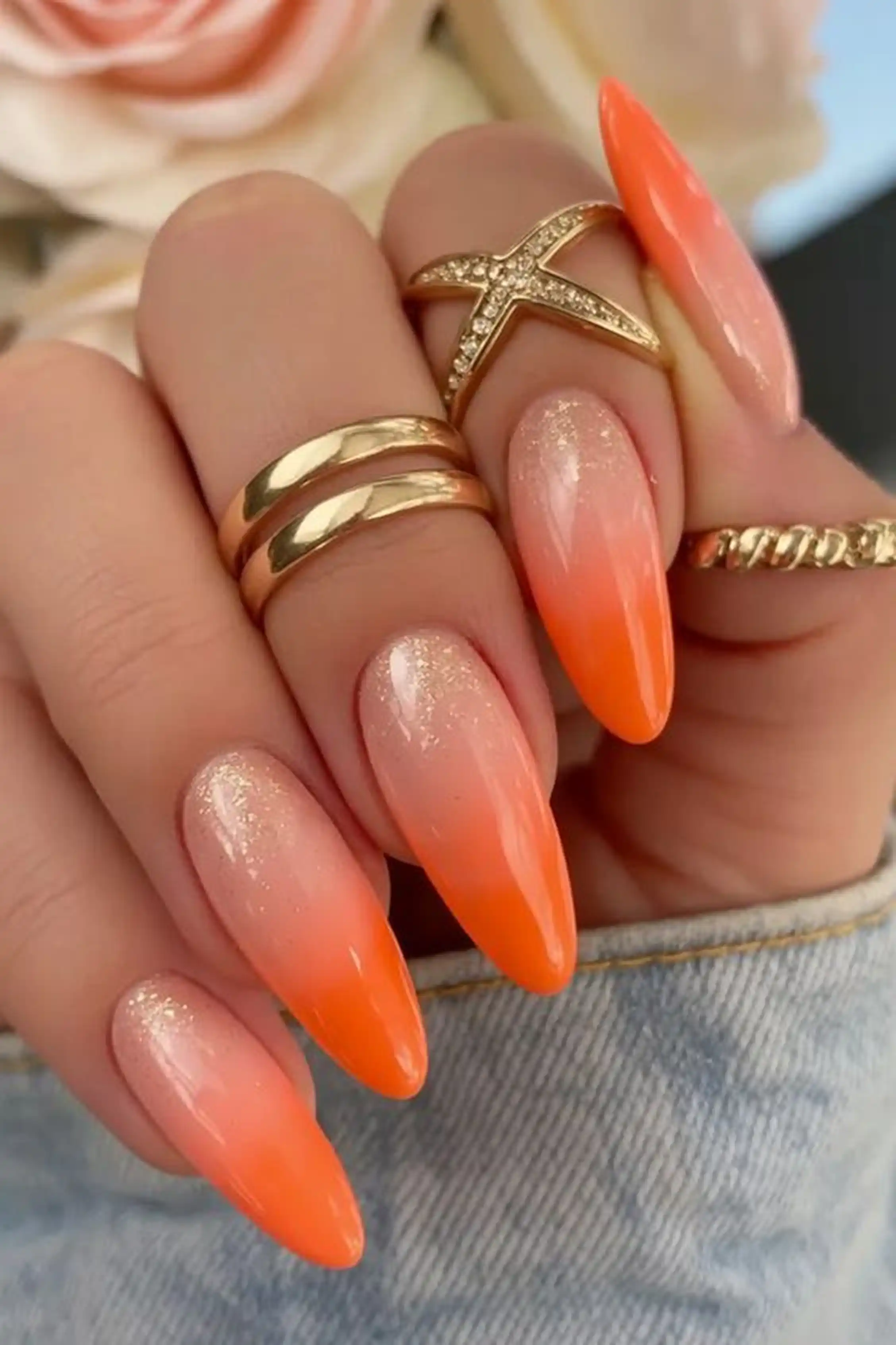 Tangerine orange ombre bright gradient vibrant summer nails creating cheerful tropical manicure fun
