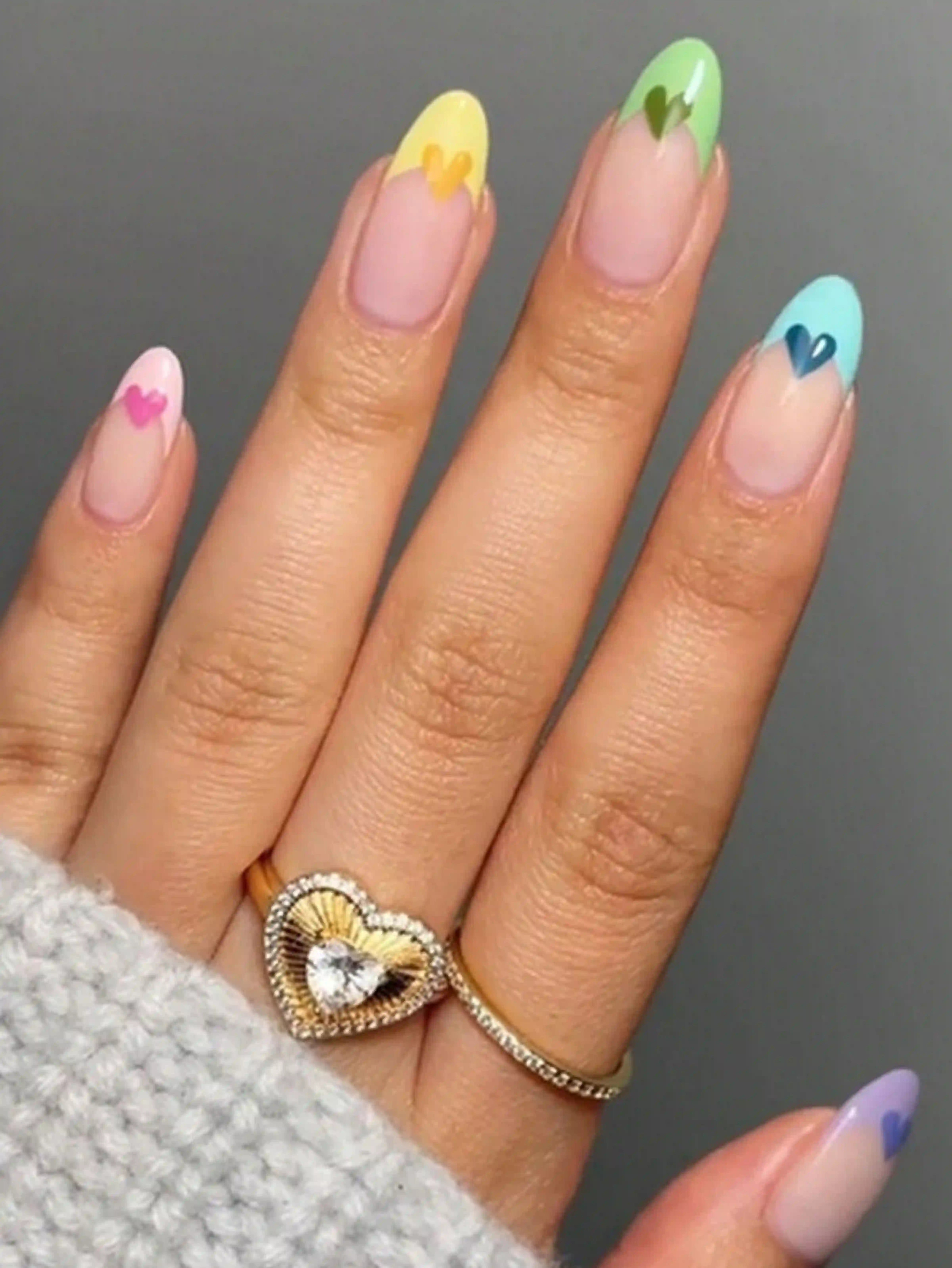 Confetti hearts colorful playful valentine nails creating fun party festive cheerful manicure joy