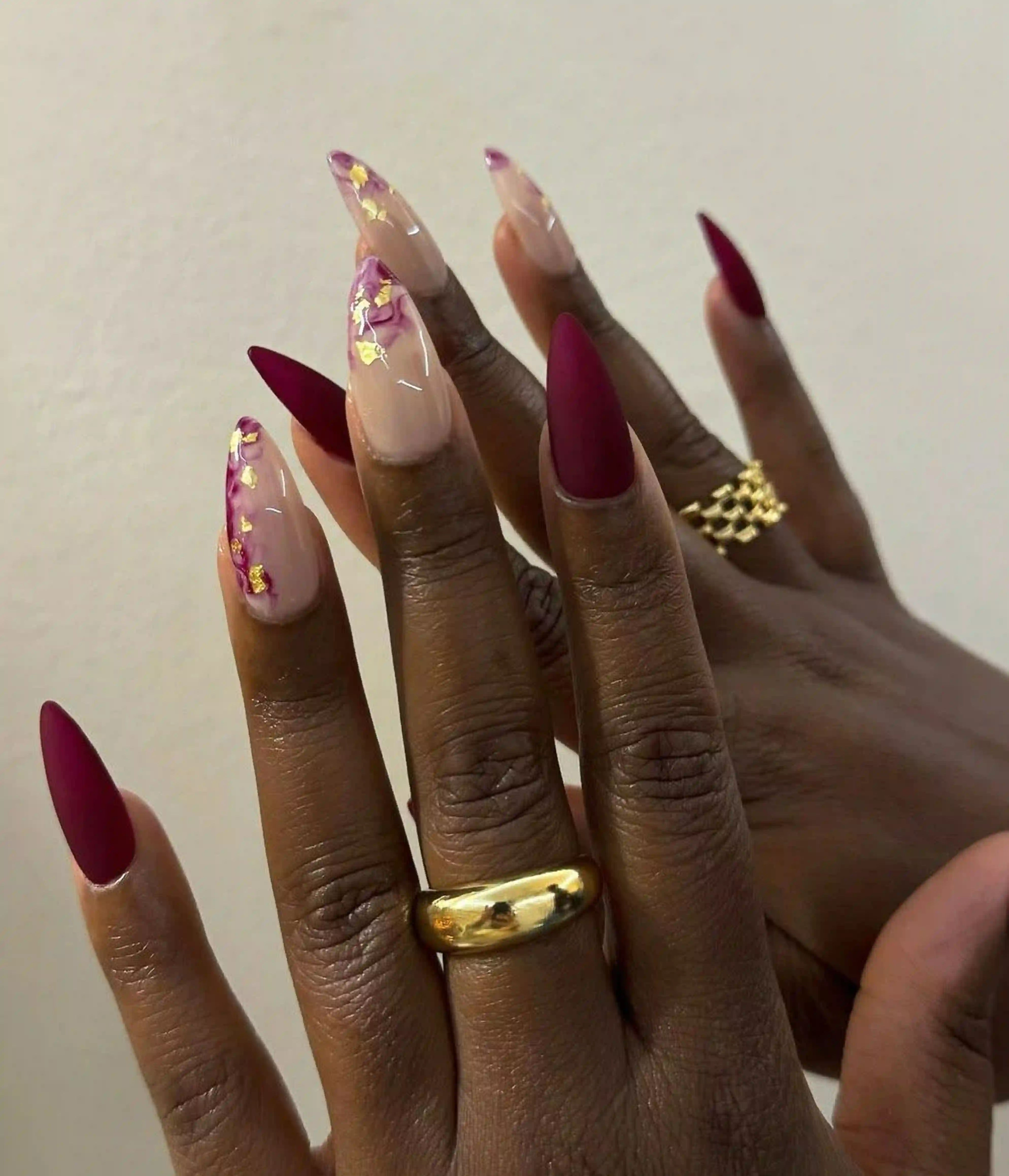 Maroon hearts deep red elegant valentine nails creating sophisticated romantic luxe manicure classy