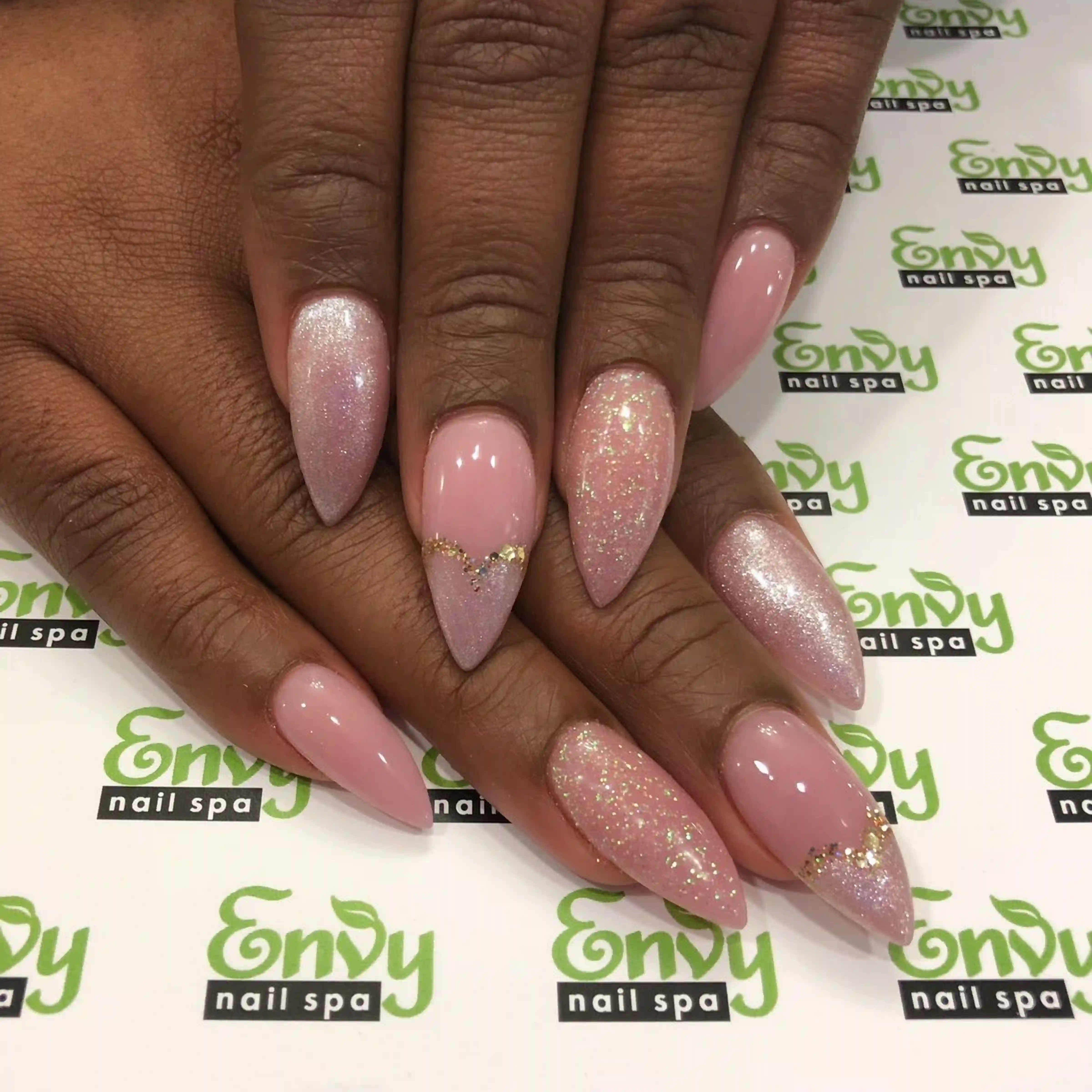 Rose gold hearts metallic shimmer luxury valentine nails creating glamorous elegant manicure classy